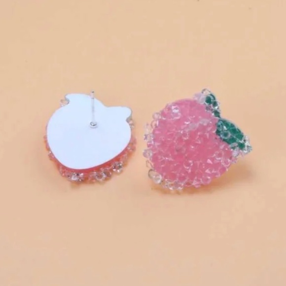 ❤️ FREE Peach Chic Glam Modern Fruit Hipster Water Drop Classy Stud Earrings - Picture 1 of 3